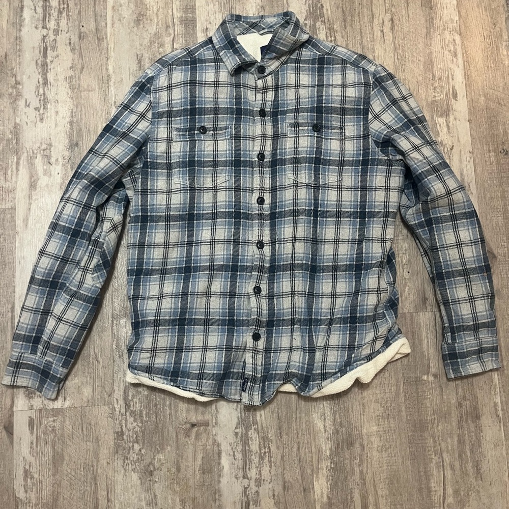 johnnie-O Navy Blue and White Plaid Casual Shirt Jacket